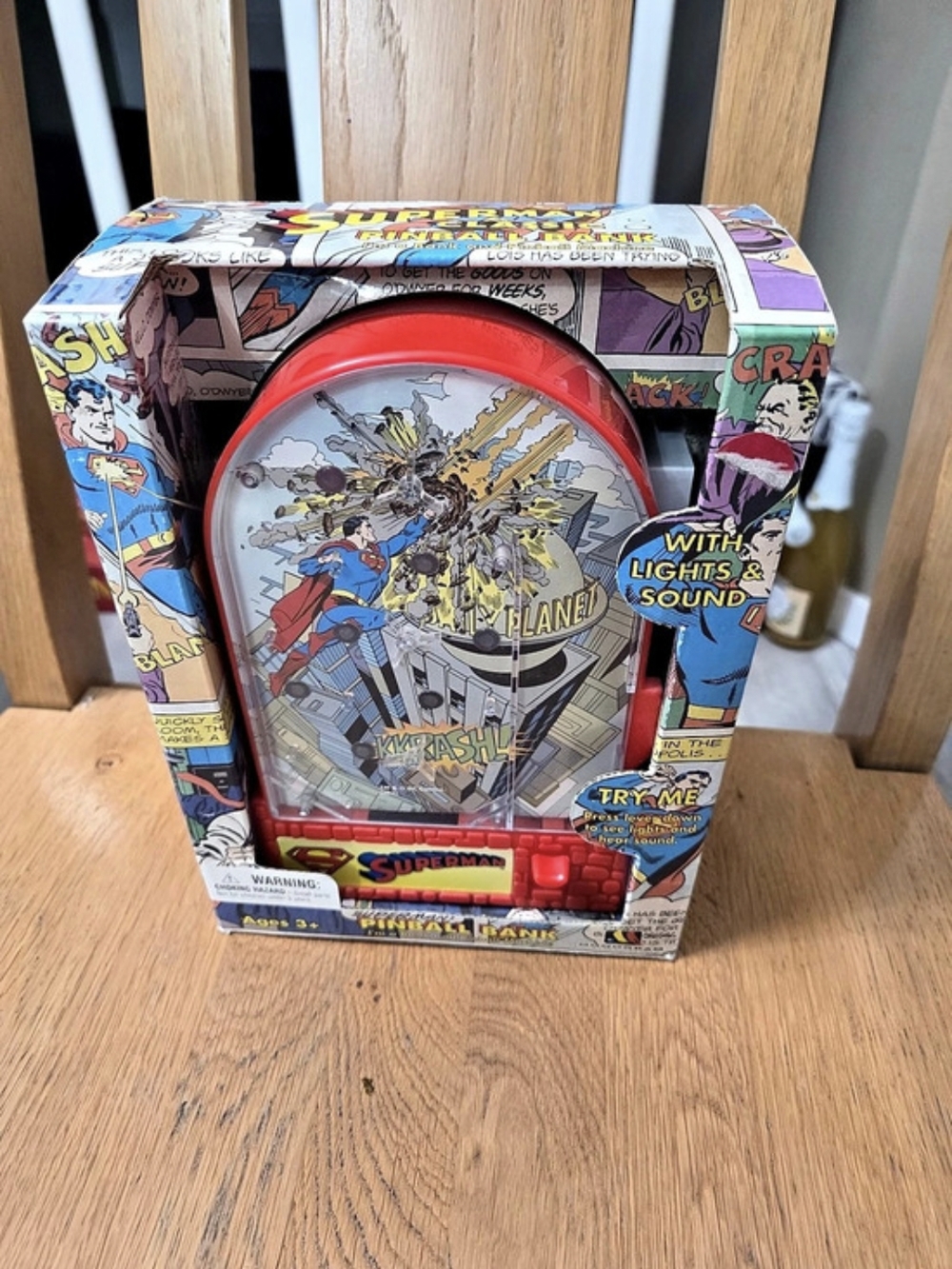 Superman Classic Pinball Bank Pinball Bank Red & Blue Like New